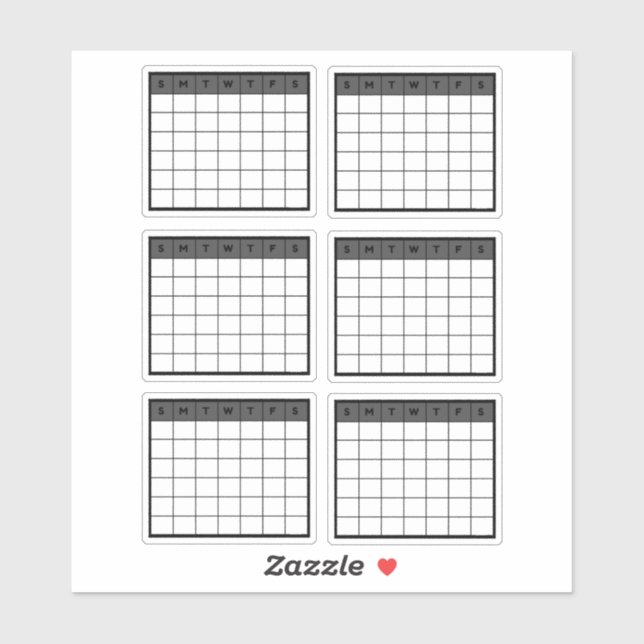 Monthly Calendar Sticker (Sheet)