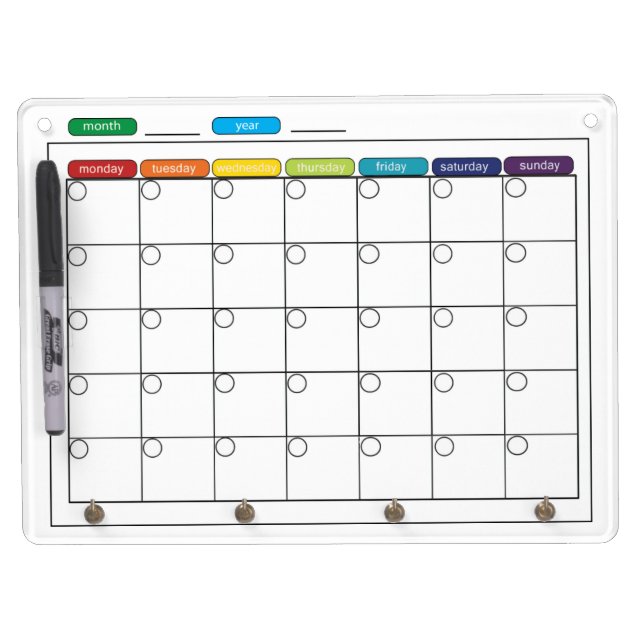 Monthly Calendar Whiteboard (Front)