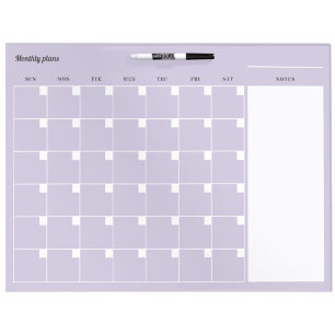 Monthly dry erase calendar board