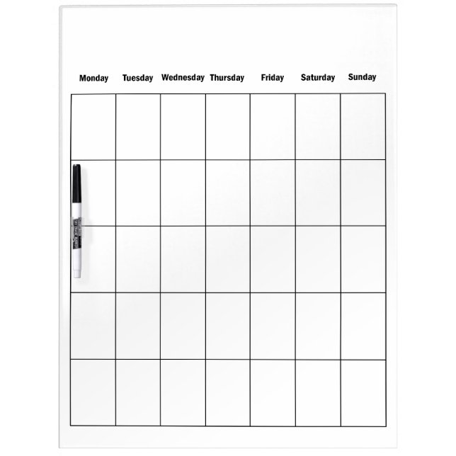 Monthly Dry Erase Whiteboard (Front)