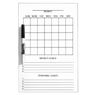 Monthly Goal Setting Chart Dry Erase Boards