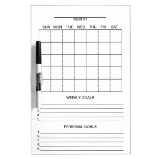 Monthly Goal Setting Chart Dry Erase Boards