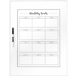 Monthly Goals Blank Calendar Dry Erase Board