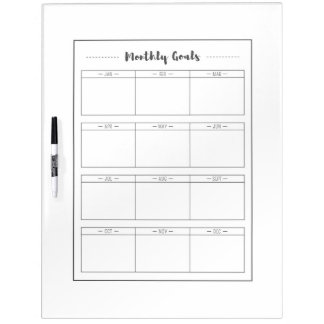 Monthly Goals Blank Calendar Dry Erase Board