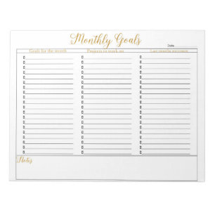 Monthly Goals Notebooks Notepad