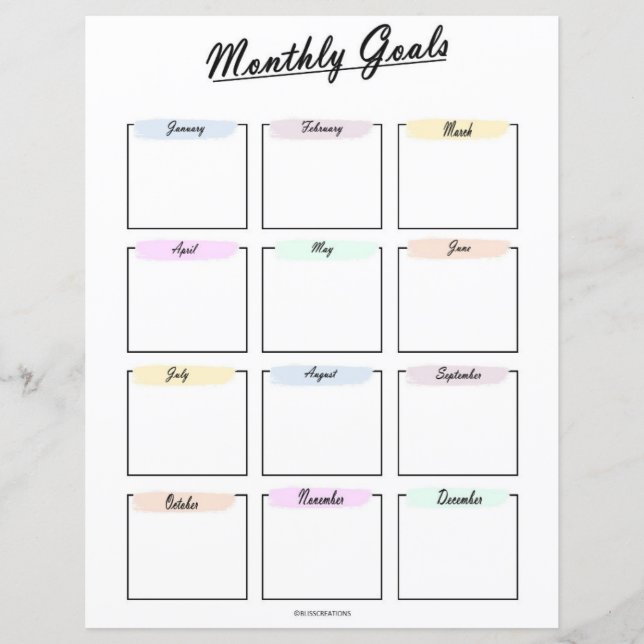 Monthly Goals Planner (Front)