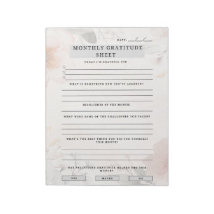 Monthly Gratitude Sheet Notepad