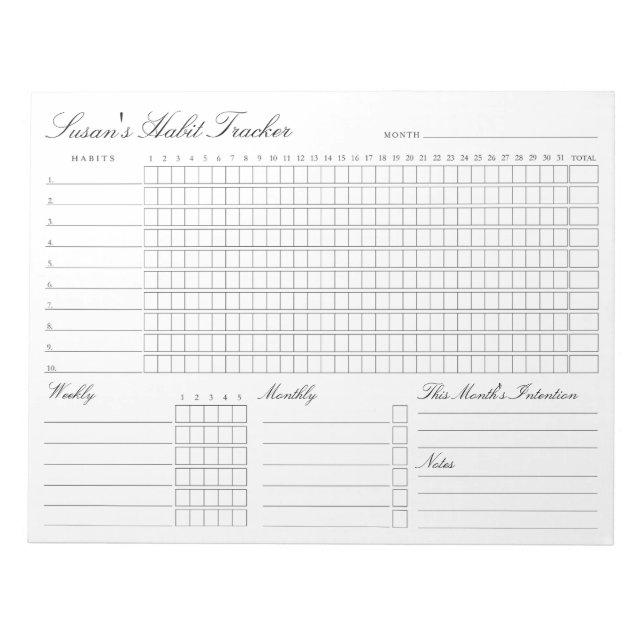 Monthly Habit Tracker - Modern Minimalist Notepad (Front)