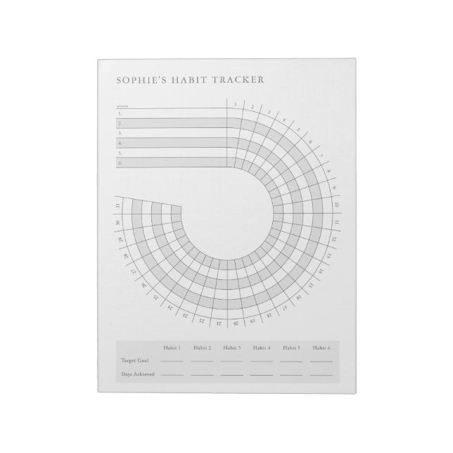 Monthly Habit Tracker - Modern Minimalist Planner Notepad (Rotated)