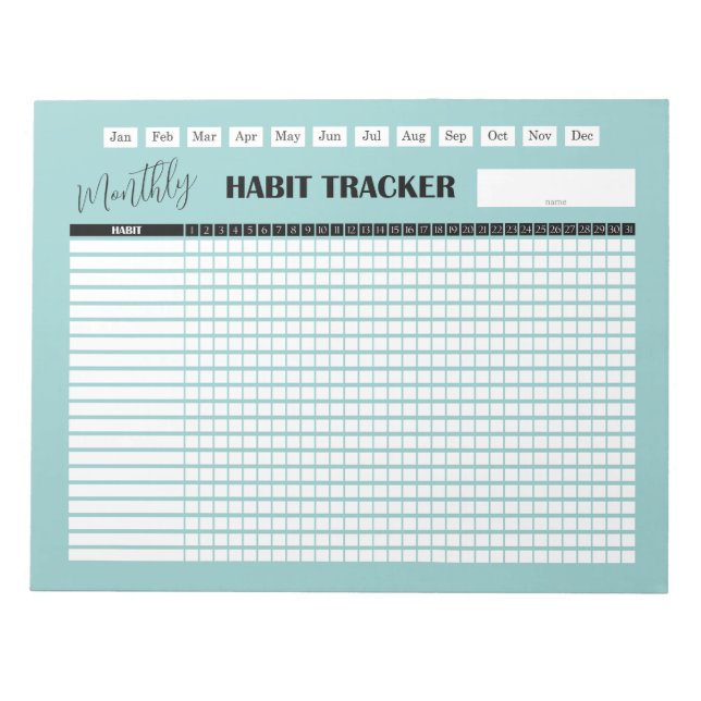 Monthly Habit Tracker  Notepad (Front)