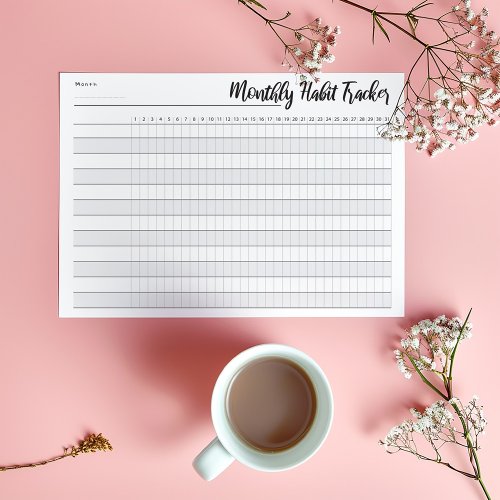 Monthly habit tracker notepad