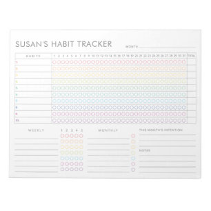 Monthly Habit Tracker - Rainbow Minimalist Notepad