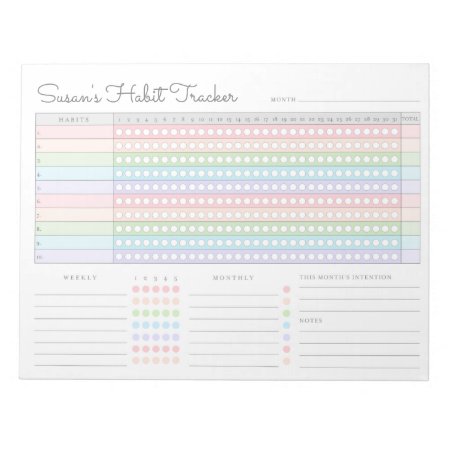 Monthly Habit Tracker - Rainbow Minimalist Notepad