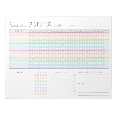 Monthly Habit Tracker _ Rainbow Minimalist Notepad