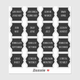 Monthly Index Tab Black Bujo Planner Foldable Sticker