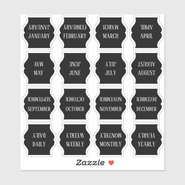 Monthly Index Tab Black Bujo Planner Foldable Sticker (Sheet)