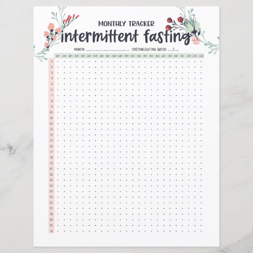 Monthly Intermittent Fasting Tracker AMPM