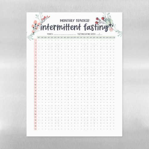 Monthly Intermittent Fasting Tracker AMPM Magnetic Dry Erase Sheet