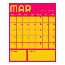 Monthly Large Undated Vibrant Color Wall Calendar