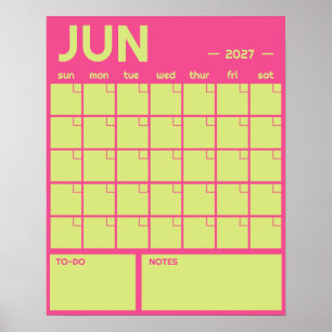 Monthly Large Undated Vibrant Color Wall Calendar Poster