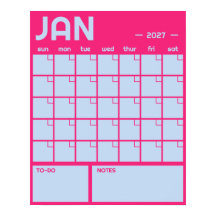 Monthly Large Undated Vibrant Color Wall Calendar