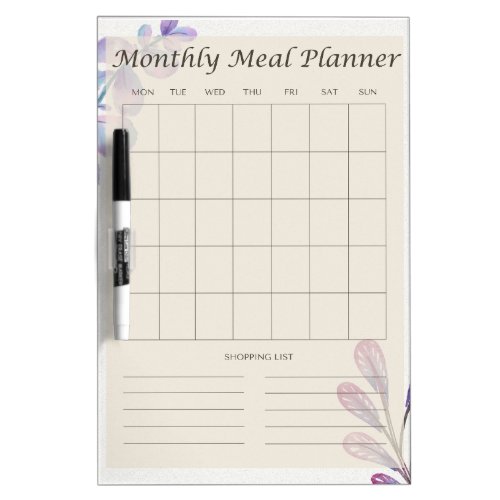 Monthly Meal Planner Dry Erase Board