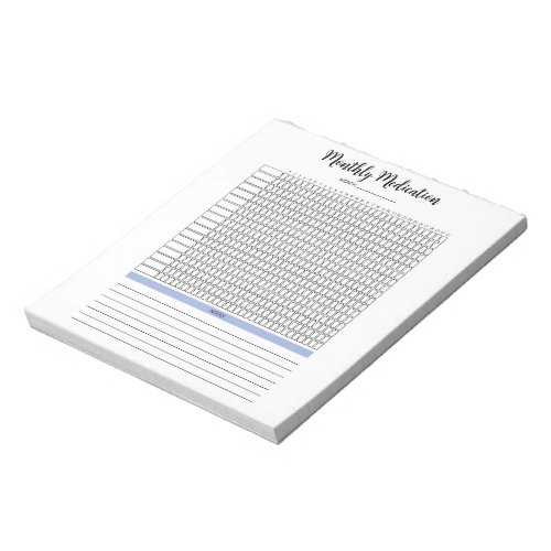 Monthly Medication Tacker Notepad