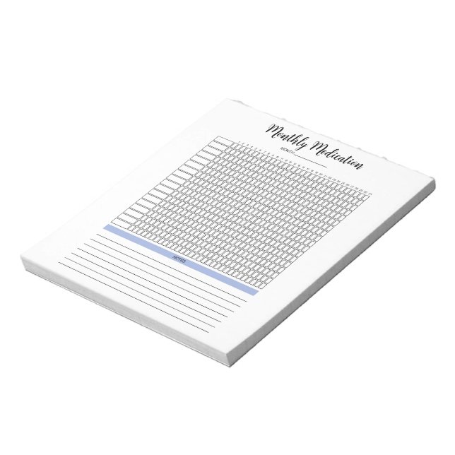 Monthly Medication Tacker Notepad (Rotated)