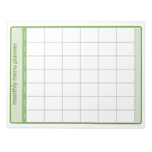 Monthly Menu Planner Notepad