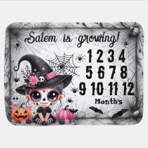 Monthly Mileston Halloween Baby Sugar Skull  Blanket