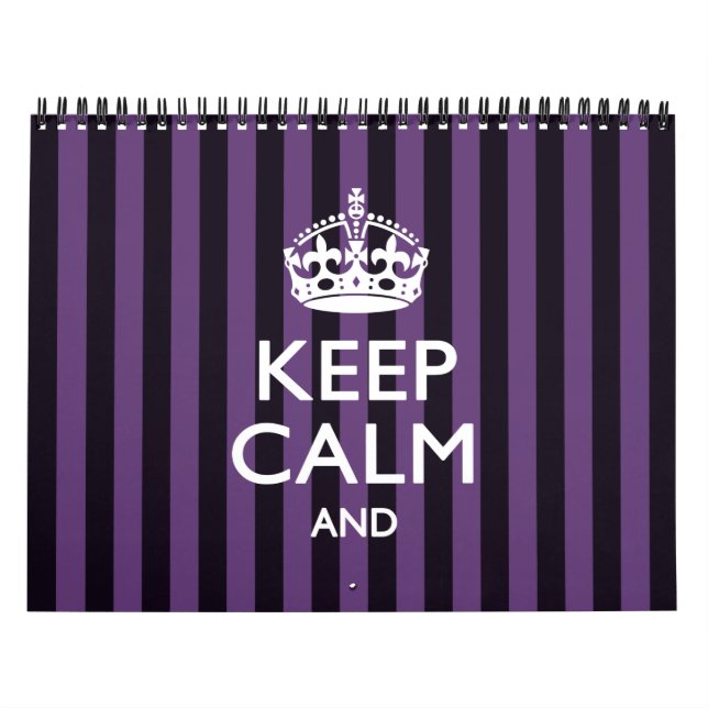Monthly Personalized KEEP CALM Your Text Purple Calendar (Cover)