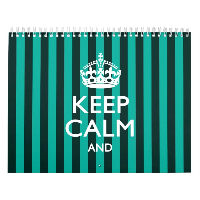 Monthly Personalized KEEP CALM Your Text Stripes Calendar (Cover)