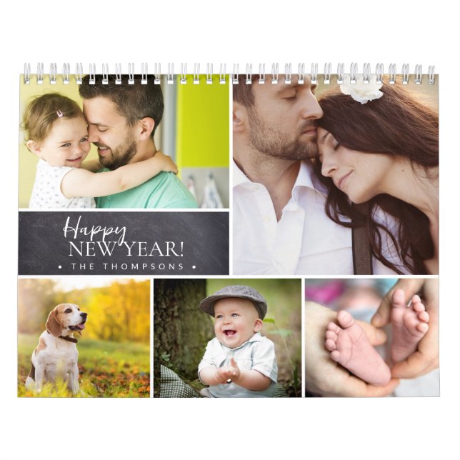 Monthly Personalized Multi Photos Happy New Year Calendar (Cover)