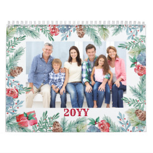 Monthly Photo and Lined Notes Panel Winter Foliage Calendar
