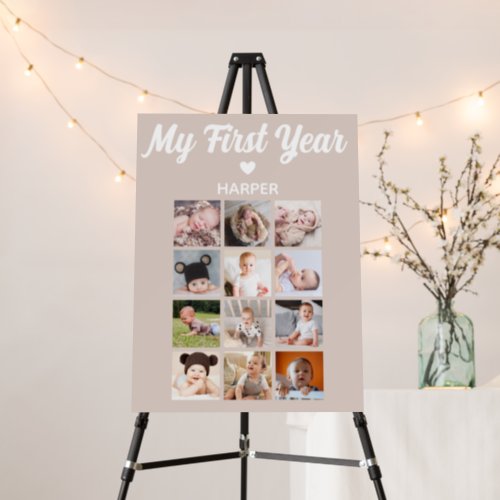 Monthly Photo Baby First Birthday Display Foam Board