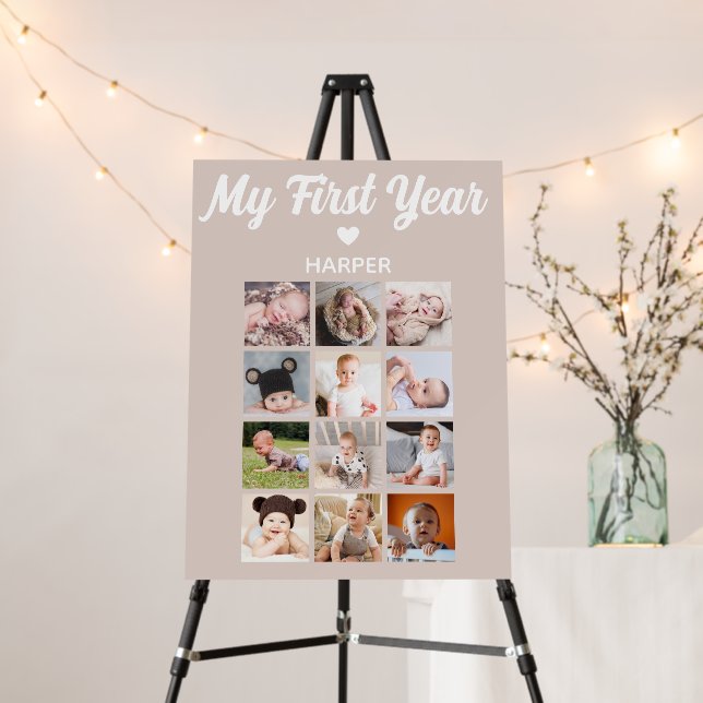Monthly Photo Baby First Birthday Display Foam Board (In Situ (Stand))