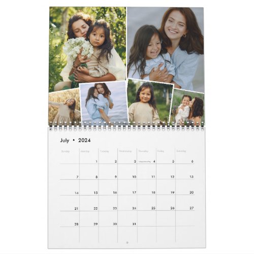 Monthly Photo Collage 6 Family Photos Calendar