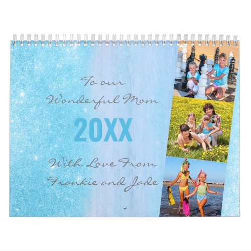 Monthly Photos To Do List Blue Ombre Shimmer Calendar