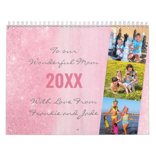 Monthly Photos To Do List Pink Ombre Shimmer Calendar