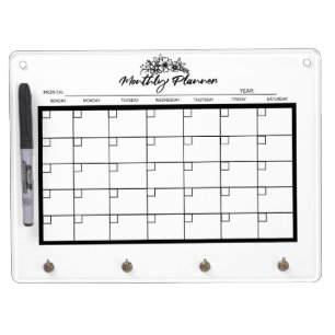 Monthly Planner Dry Erase Board With Keychain Holder