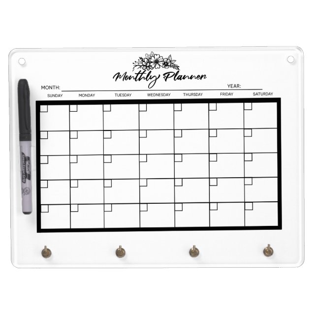 Monthly Planner Dry Erase Board With Keychain Holder (Front)