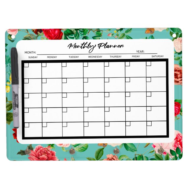 Monthly Planner Dry Erase Board With Keychain Holder (Front)