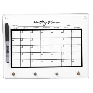 Monthly Planner Dry Erase Board With Keychain Holder