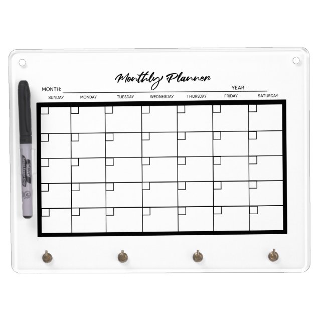 Monthly Planner Dry Erase Board With Keychain Holder (Front)