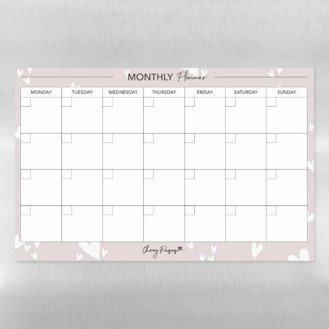 Monthly Planner - Dry Wipe Fridge Sheet (Horizontal)