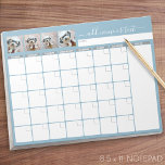 Monthly Planner - modern script and photo blue Notepad<br><div class="desc">A girly yet upscale design in fresh, cheerful colors. If you need to adjust the text or colors, click on the customize it button and make changes. Perfect to start the New Year and stay organized with this calendar. A perfect organization tool for any home office, mom or even a...</div>