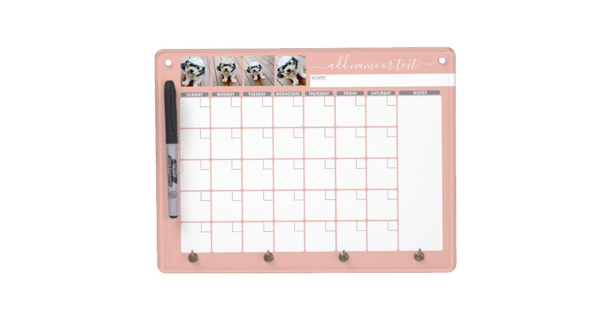 Monthly Planner modern script and photo peach Dry Erase Board With ...