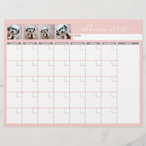 Monthly Planner modern script and photo rose gold Letterhead