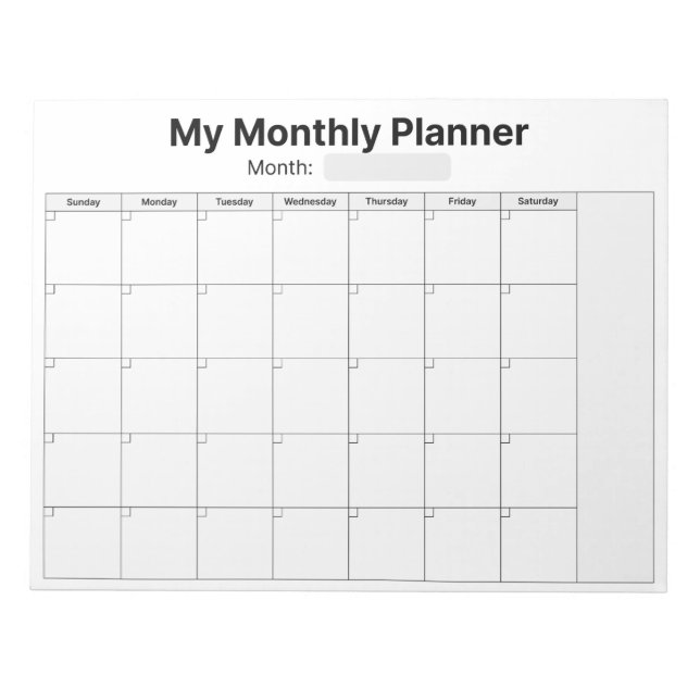 Monthly Planner Notepad (Front)