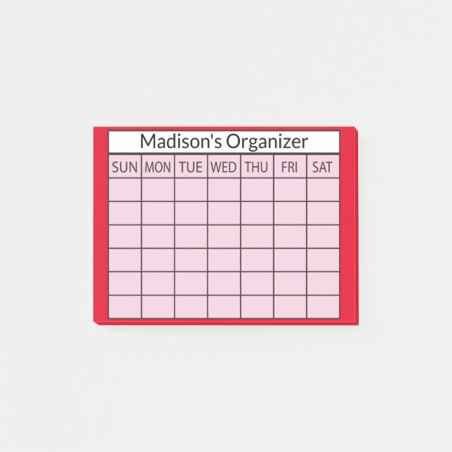 Monthly Planner Organizer Post-it Notes (Front)